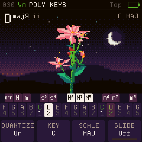 The Top layout: the chord's name above a pink flower
