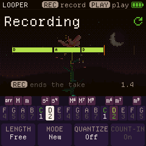 The looper recording a take